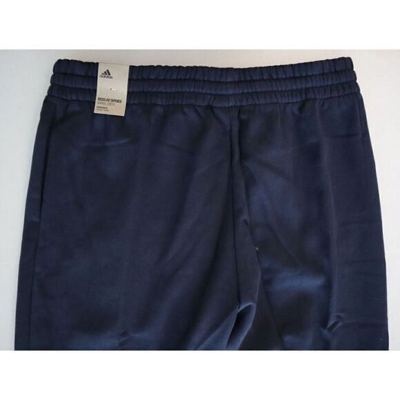 adidas GK8970 Men's Sz L Legend Ink Blue Big Logo Regular Tapered Fleece Joggers - Picture 4 of 10